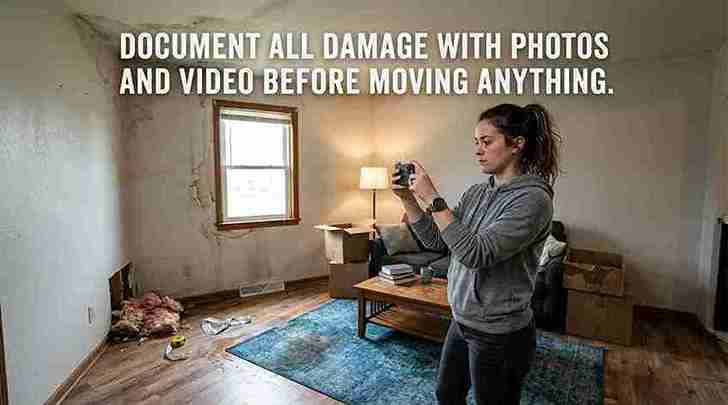 Document all damage with photos and video before moving anything.