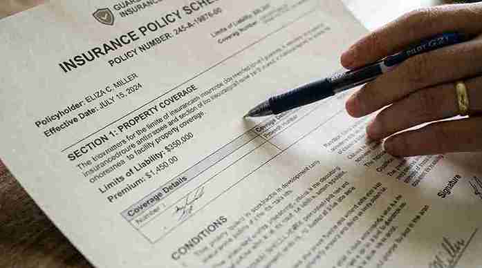 Insurance policy document close-up